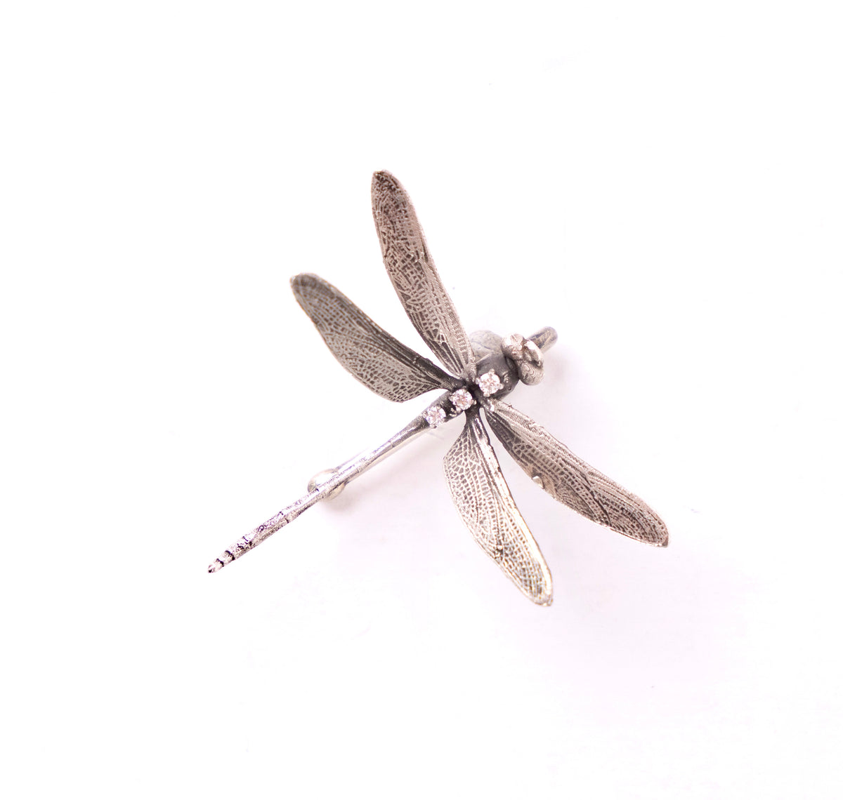 Gray Fedora Hat with Dragonfly Brooch/Pendent Dragonfly felt hats in oil painting style main image 4