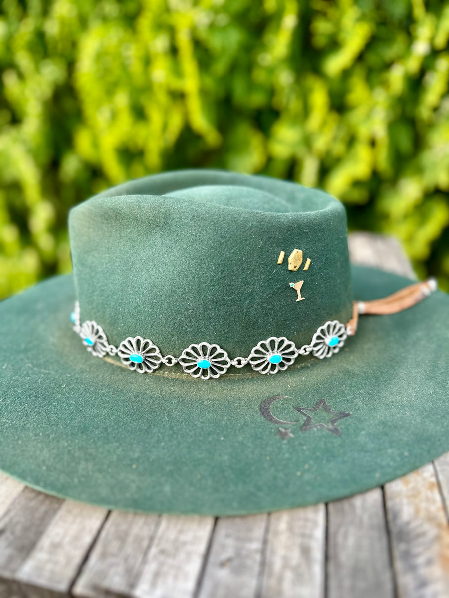 2487 Chain Hat Band Red Rose Concho Charm Jewelry Accessory 18k Gold Multi Concho Hat Band – Bayou with Love main image 3