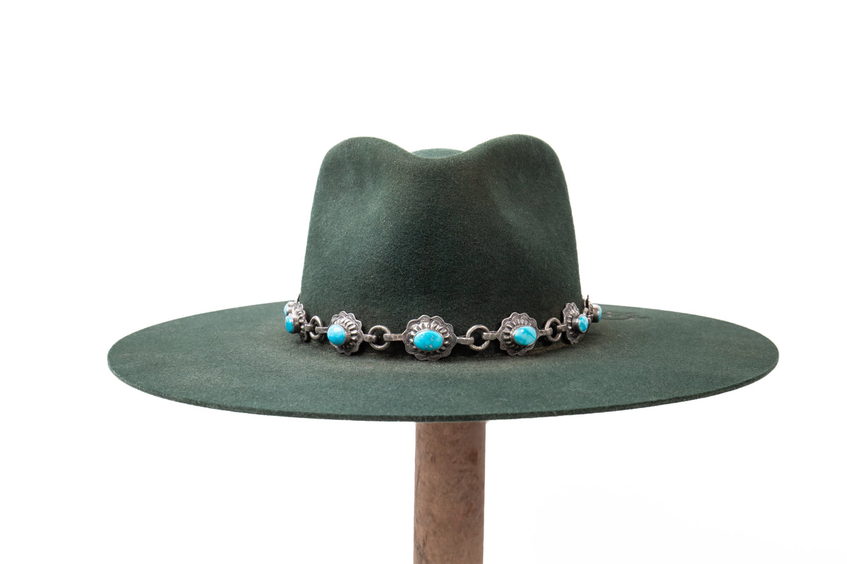 7812 Native Sunflower Concho Hatband Turquoise Onyx Gemstone Micro Suede Concho Turquoise Hatband - M&F Western Product – Hamley  main image 2
