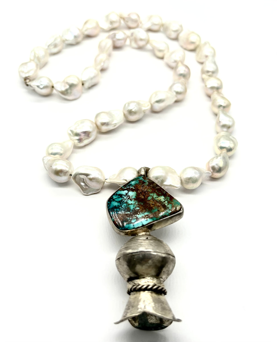 Blossom baroque pearl and chain convertable necklace