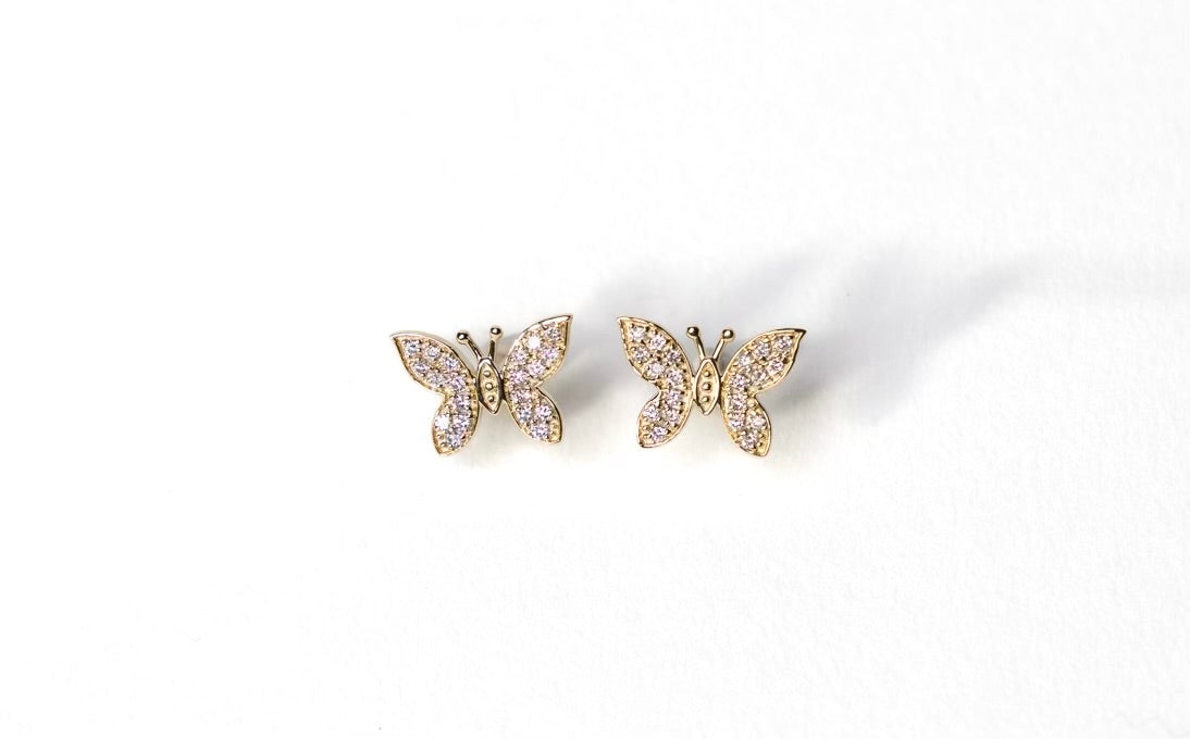 Diamond Butterfly Studs