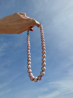 Lavender Button Pearl Knotted Necklace