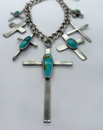 Seven Kingman Cross Necklace