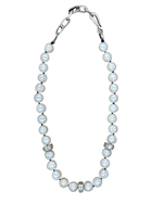 Nine Diamond Bead Pearl Necklace