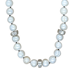 Nine Diamond Bead Pearl Necklace