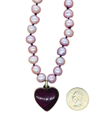 Lavender Button Pearl Knotted Necklace with Purple Spiny Oyster Stone