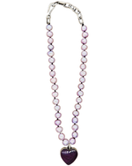 Lavender Button Pearl Knotted Necklace with Purple Spiny Oyster Stone