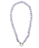 Lavender Button Knotted Pearl Charm Necklace