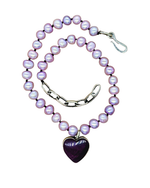 Lavender Button Pearl Knotted Necklace with Purple Spiny Oyster Stone