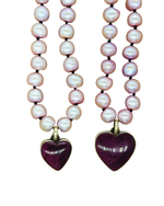 Lavender Button Pearl Knotted Necklace with Purple Spiny Oyster Stone