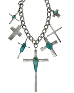 Seven Kingman Cross Necklace