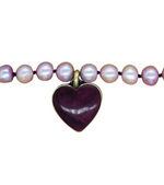 Lavender Button Pearl Knotted Necklace with Purple Spiny Oyster Stone