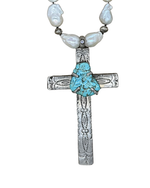 Lady Lancaster Diamond Cross and Pearl Necklace