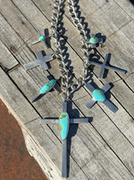 Seven Kingman Cross Necklace