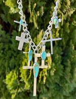 Seven Kingman Cross Necklace