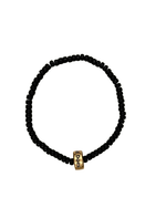 Black Beaded "God Does" Stretchy Bracelet