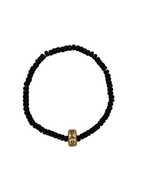 Black Beaded "God Does" Stretchy Bracelet