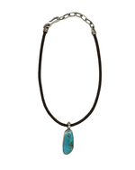30 ct Royston Turquoise and Leather Necklace