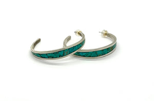 Inlay Turquoise Hoops