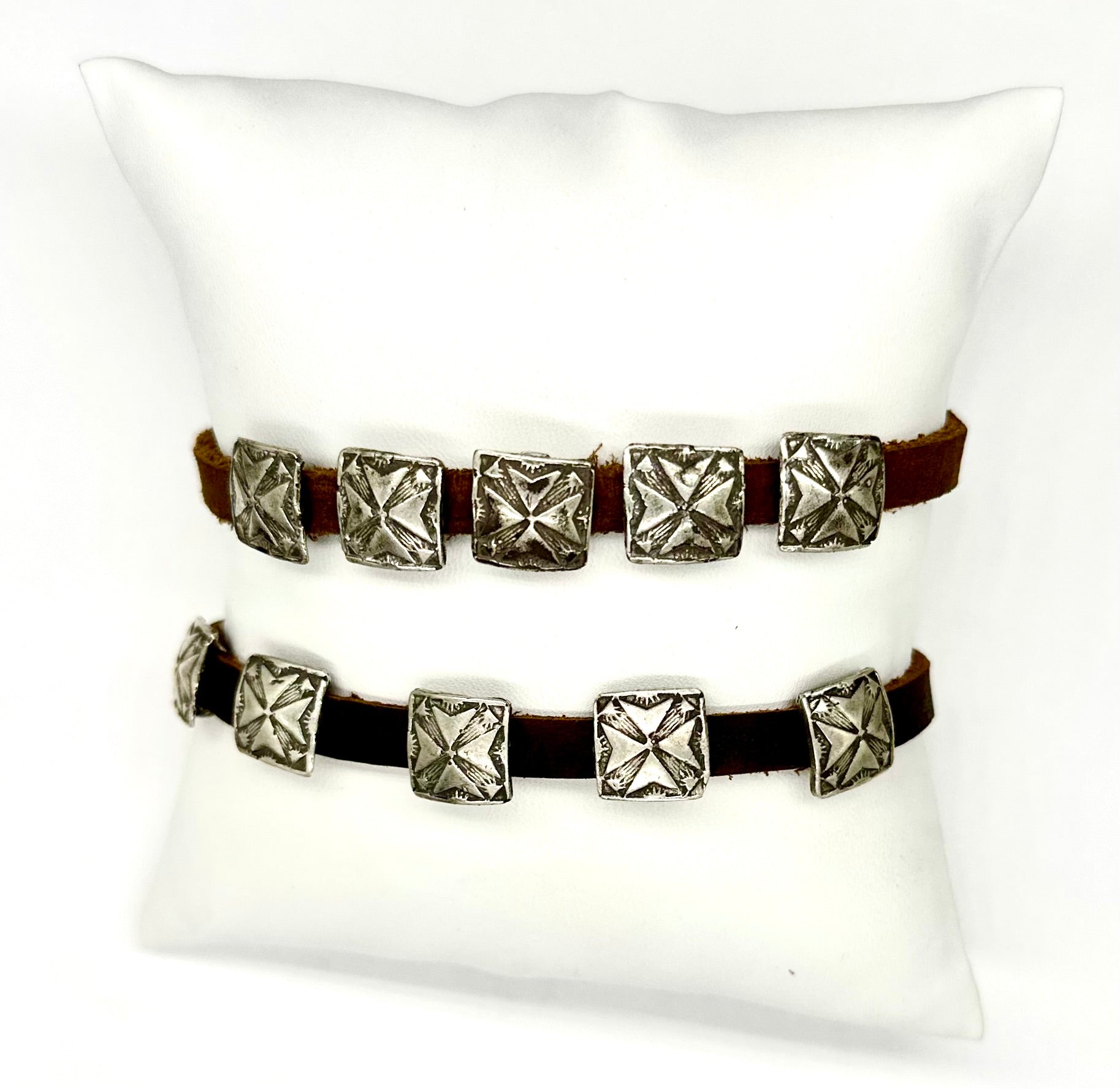 Square Cross Leather Cinch Bracelet