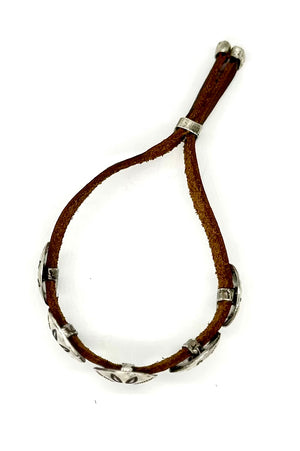 Flower Concho Leather Cinch Bracelet