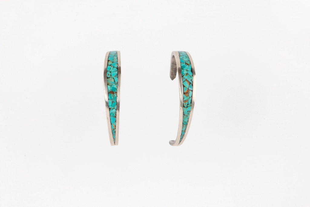 Inlay Turquoise Hoops