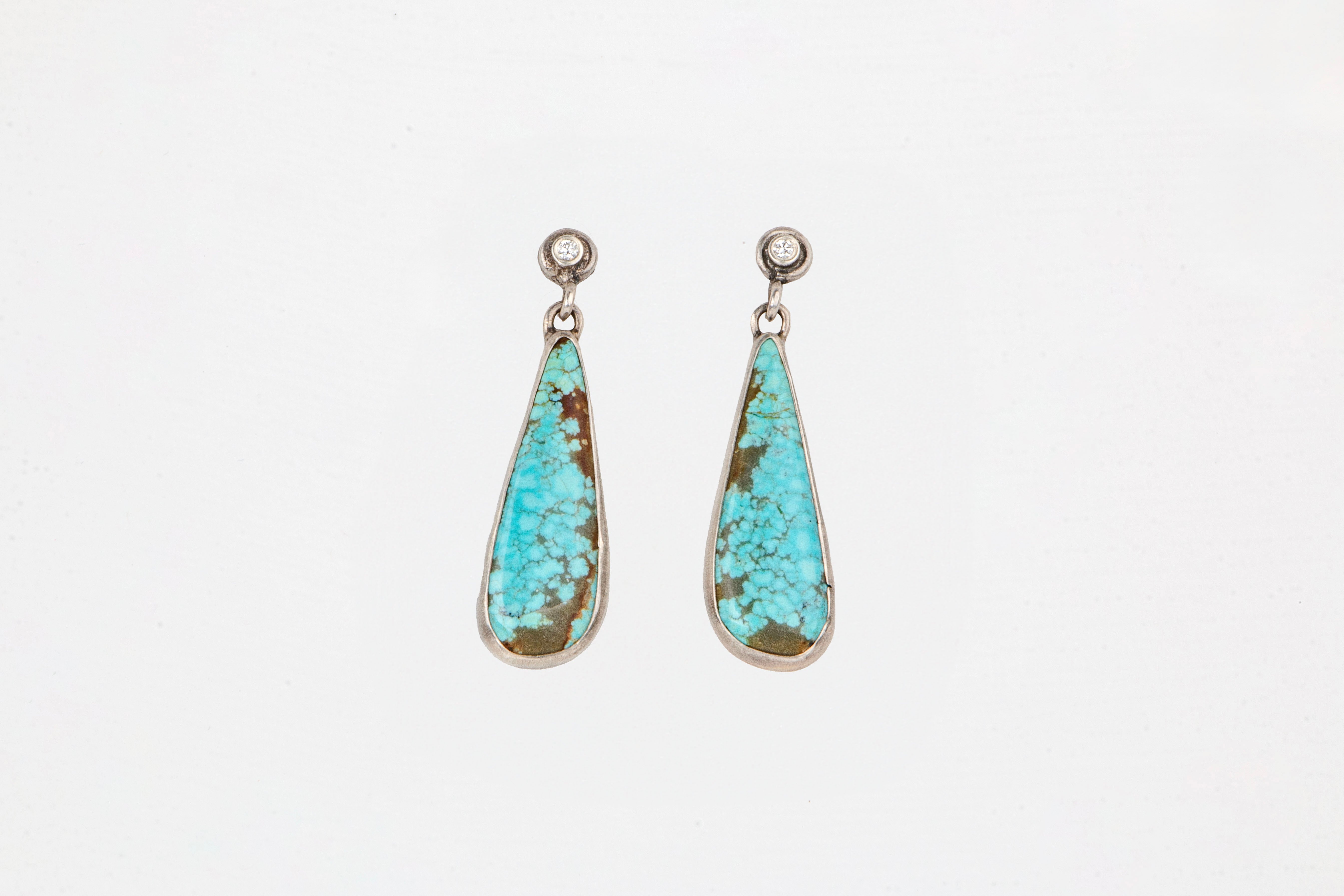 Diamond White Mountain Turquoise Earrings