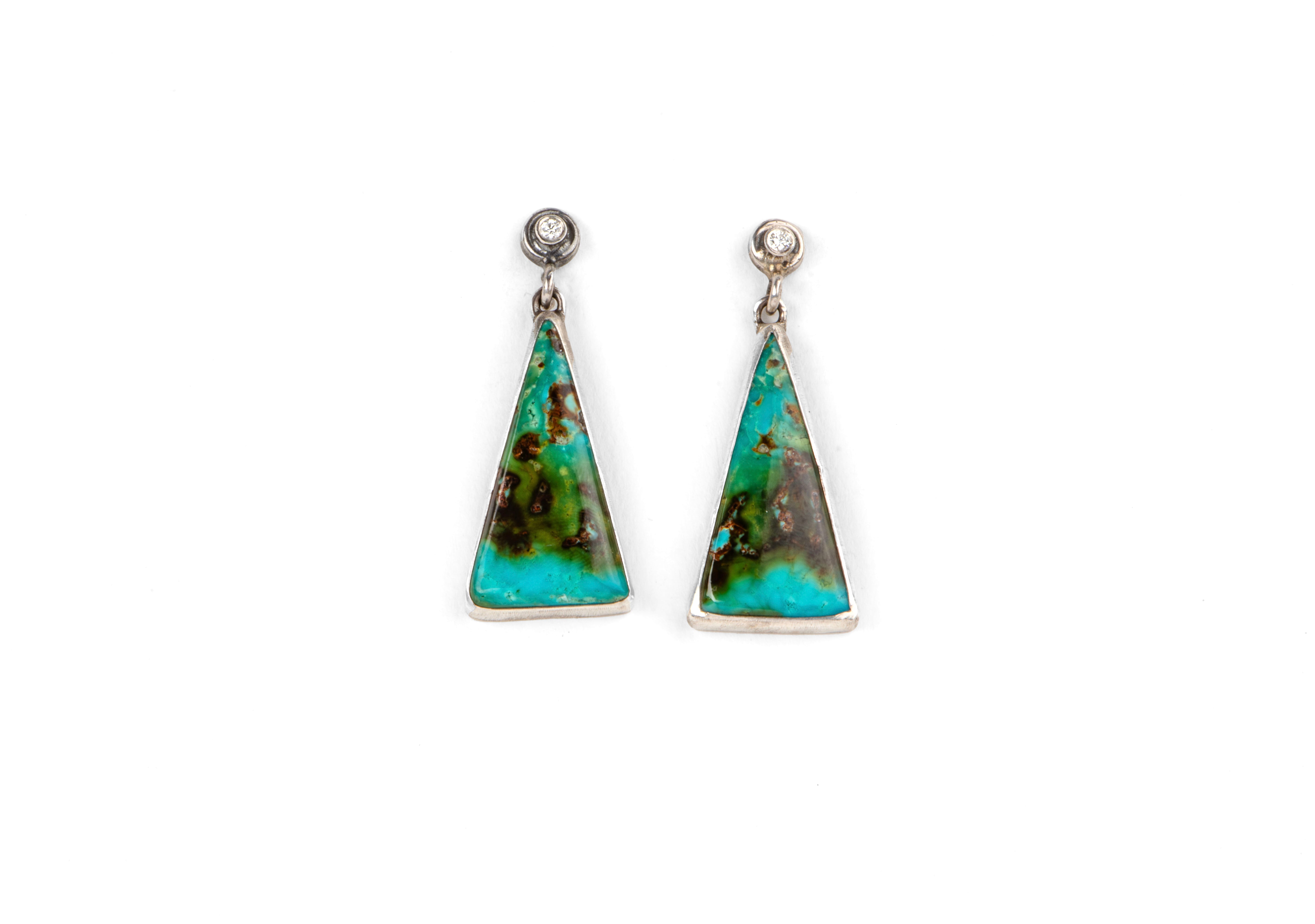 Diamond Royston Turquoise Triangle Earrings