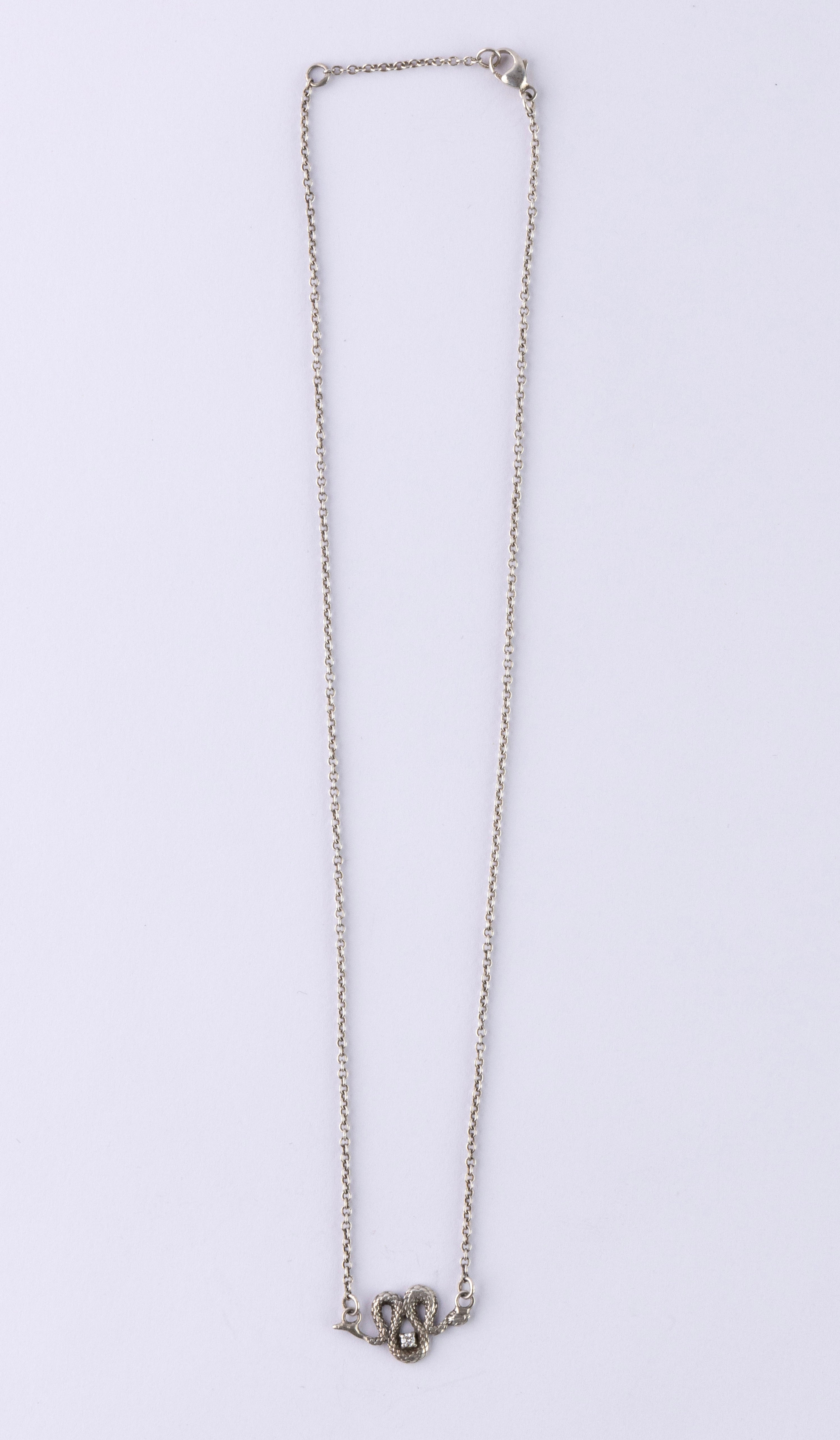 Sidewinder Snake Diamond Dainty Necklace