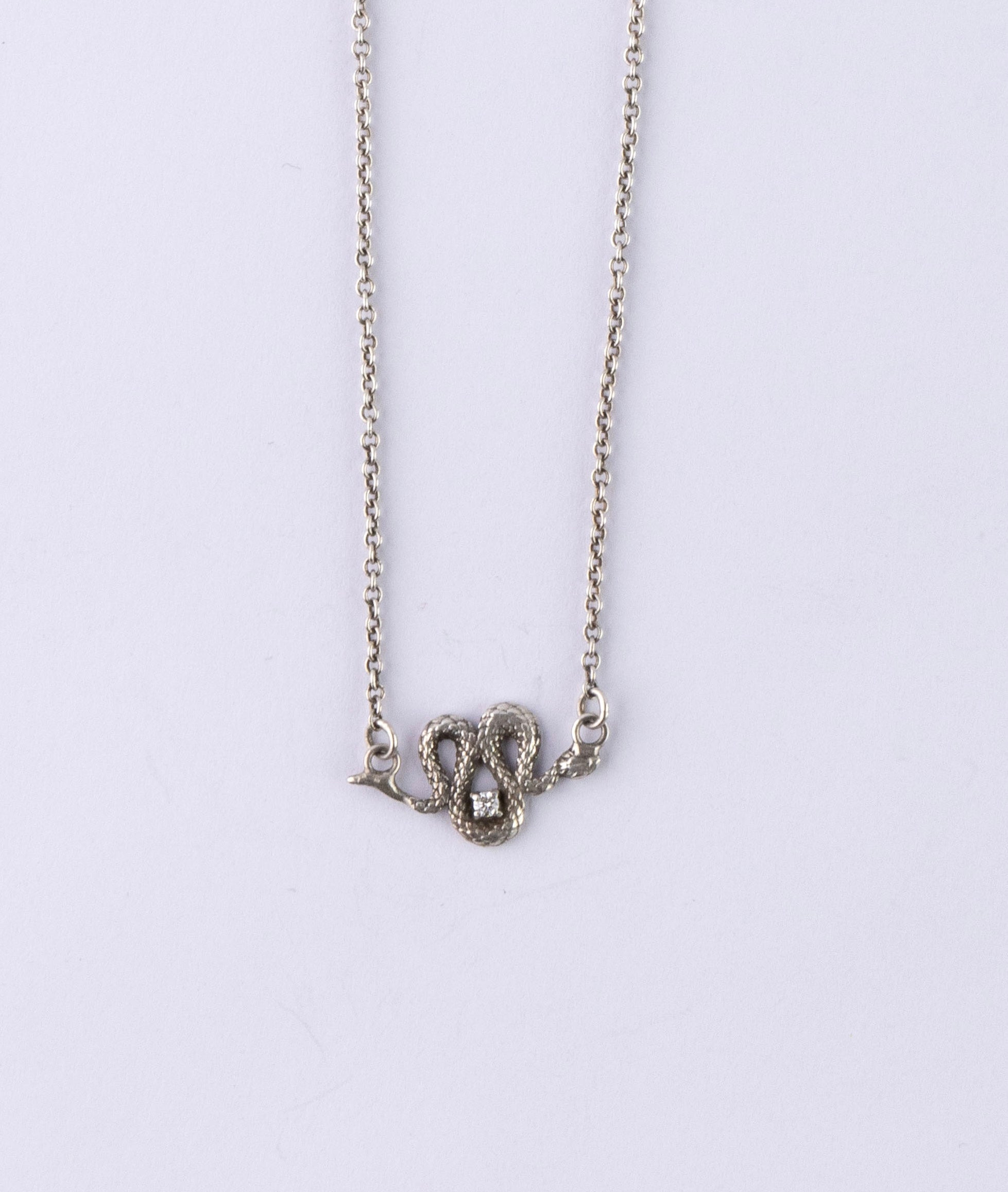 Sidewinder Snake Diamond Dainty Necklace