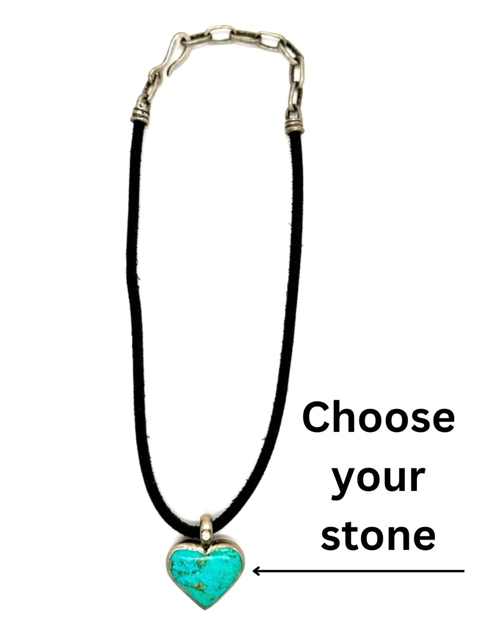 Kingman Turquoise Heart and Leather Necklace Setting