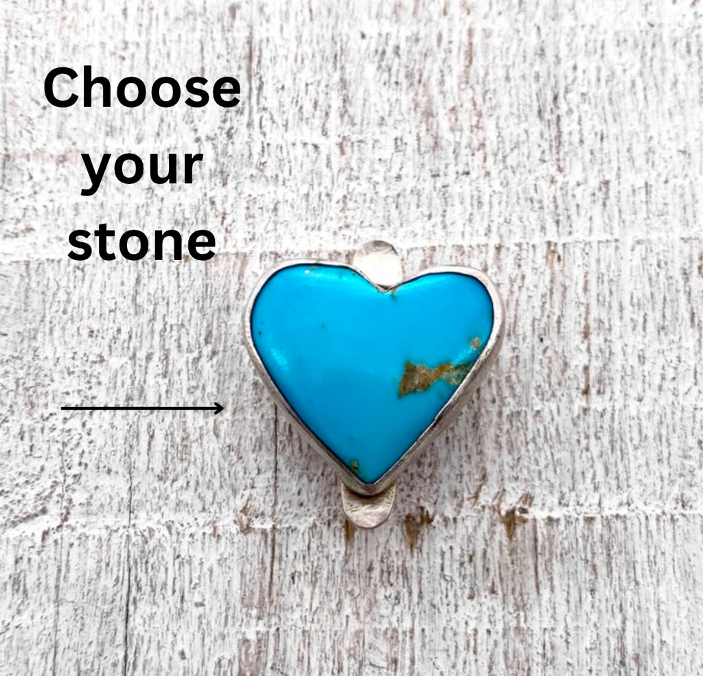 Kingman Turquoise Heart Hat Band Slide Setting