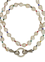 Rainbow Bead and Freshwater Pearl Charm Necklace