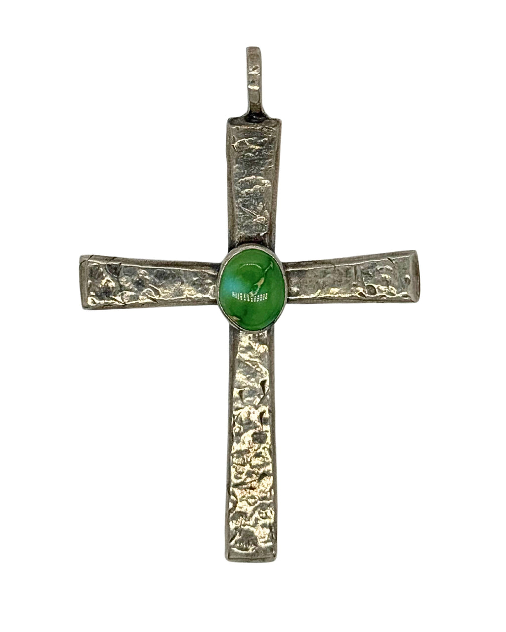Hammered Turquoise Cross Charm