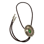 Scallop Turquoise Concho Leather Bolo