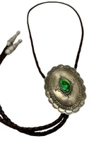 Scallop Turquoise Concho Leather Bolo