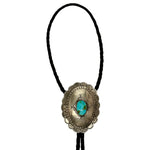 Scallop Turquoise Concho Leather Bolo
