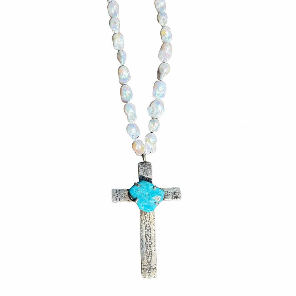 Kingman Turquoise Chunk Baroque Rosary