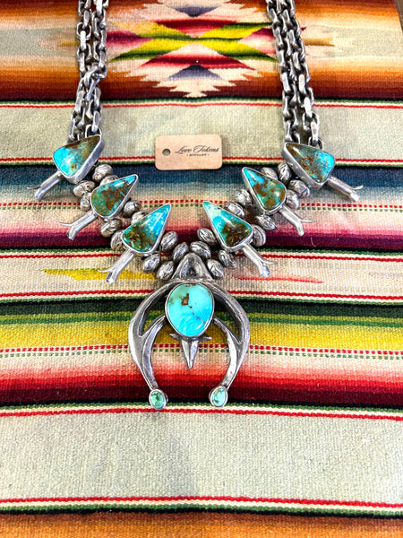 American West SS Shades of Turquoise Squash Blossom Necklace - QVC.com