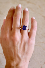 4 Ct Saphire Emerald Cut 14K Gold Ring