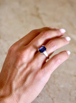 4 Ct Saphire Emerald Cut 14K Gold Ring