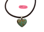 Kingman Heart Turquoise and Leather Necklace