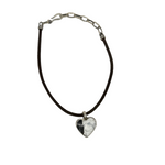 White Buffalo Heart Leather Necklace