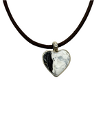 White Buffalo Heart Leather Necklace