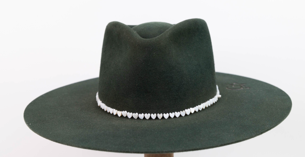 Tiny Mother of Pearl Heart Hat Band