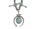 Number 8 Turquoise Naja Squash Blossom Necklace