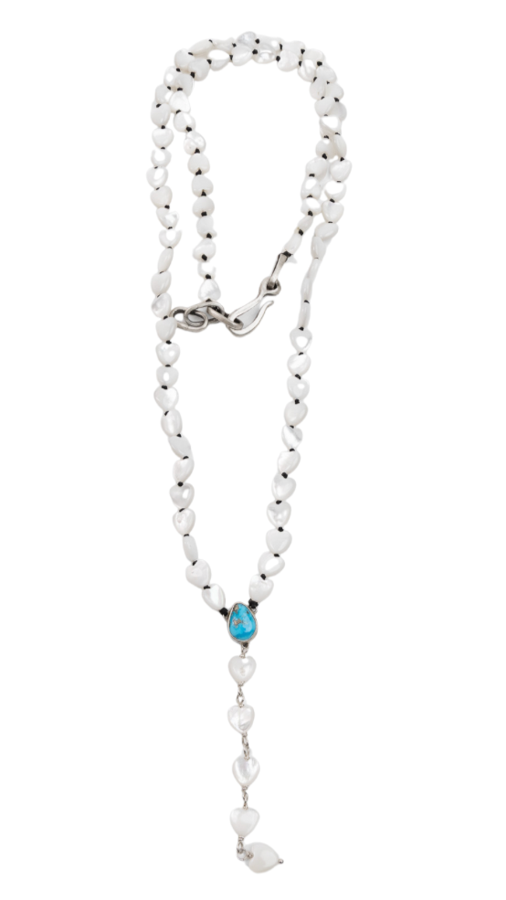Bluebird Turquoise Mother of Pearl Heart Rosary