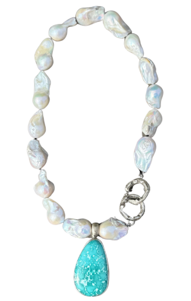 49c Water Web Kingman Baroque Debbie Necklace