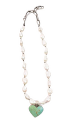 Baroque Pearl with Kingman Heart Necklace