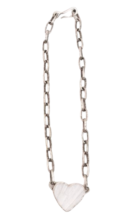 25 Carat Selenite Heart Melody Chain Necklace